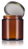 Glass Jar in Amber with Gold Metal Foam Lined Lid - 4 oz / 120 ml
