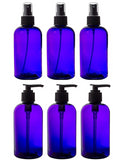 Purple PET (BPA Free) Refillable Plastic Bottles with Black Sprayers and Lotion Pumps - 8 oz (6 Pack)