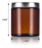 Glass Jar in Amber with Silver Metal Foam Lined Lid - 4 oz / 120 ml