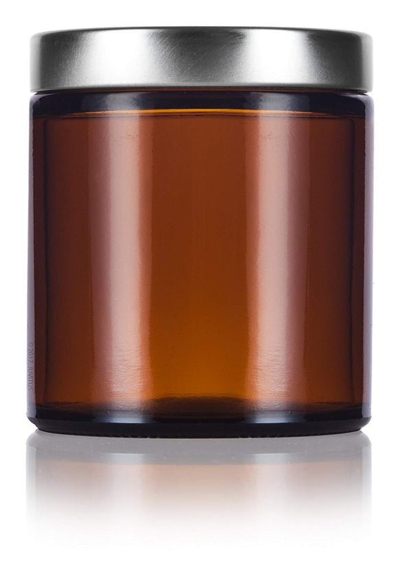 (12 Pack) 4 oz Amber Glass Jar with Silver Metal Lid