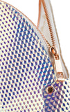 Holographic Seashell Shape Cosmetic Bag Made of Iridescent Pebbled Vegan Faux Leather (JB70)