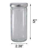 Glass Paragon Jar in Clear with Silver Metal Plastisol Lid - 8 oz / 240 ml