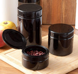Black Plastic Low Profile Jar with Black Flip Top Cap - 8 oz / 240 ml
