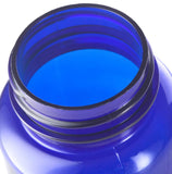 Cobalt Blue Plastic Wide Mouth Packer Bottle with Child Resistant White Push and Turn Lid - 5 oz / 150 ml