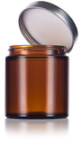 Glass Jar in Amber with Silver Metal Foam Lined Lid - 4 oz / 120 ml