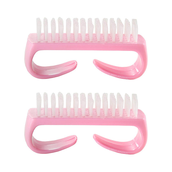 Nail Brush with Durable Plastic Handle 2 pack (Pink)