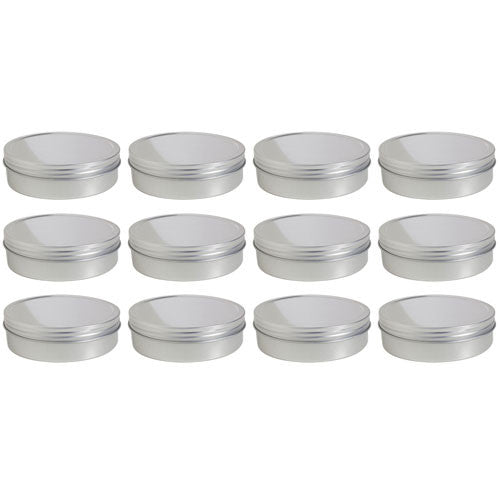 Metal Steel Tin Flat Container with Tight Sealed Twist Screwtop Cover - 8 oz - JUVITUS