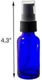 Cobalt Blue Boston Round Glass Bottles Treatment Pump Dispenser Lids 1-1 oz, 1- 2 oz, 1- 4 oz + Travel Bag and Funnel