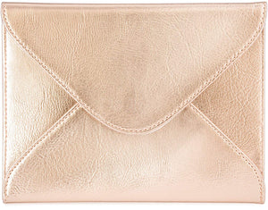 Small Envelope Clutch Bag, 8 x 6 inches, Metallic Rose Gold For