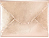 Small Envelope Clutch Bag, 8 x 6 inches, Metallic Rose Gold For Cosmetics, Makeup, Cellphone, and Wallet - Made of Premium Vegan Leather (SEV8)