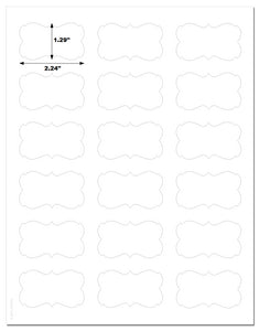 Decorative Waterproof White Matte Semi-Rectangle Labels, 2.24 x 1.29 inches, with Downloadable Template and Printing Instructions, 5 Sheets, 90 Labels (DL22)