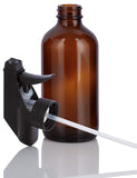 Amber Glass Boston Round Trigger Spray Bottle with Black Sprayer - 8 oz / 250 ml - JUVITUS