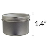 Metal Steel Tin Deep Container with Tight Sealed Twist Screwtop Cover - 2 oz - JUVITUS
