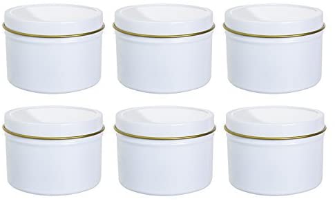 White Metal Steel Tin Container with Tight Sealed Slip Cover - 4 oz (6 Pack) - JUVITUS