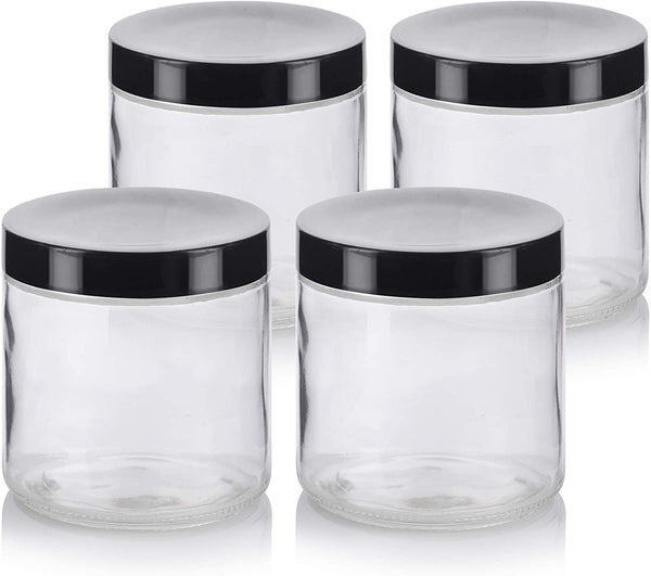 16 oz Straight-Sided Glass Jars - White Plastic Lid - 12/case