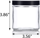 Large Clear Thick Glass Straight Sided Jar with Lid - 16 oz / 480 ml - JUVITUS