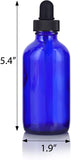 Cobalt Blue Glass Boston Round Dropper Bottle with Black Top - 4 oz / 120 ml - JUVITUS