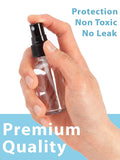 Clear Glass Boston Round Bottle with Black Fine Mist Spray (12 Pack)
