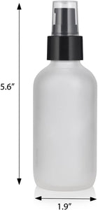 Frosted Clear Glass Boston Round Treatment Pump Bottle with Black Top - 4 oz / 120 ml
