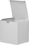Square High Gloss White Blue Gift Boxes- 4" x 4" X 4" (12 Pack)