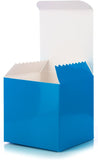 Square Peacock Gloss White Blue Gift Boxes- 4" x 4" X 4" (25 Pack)