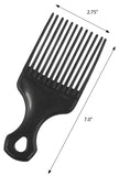 Classic Black Professional Hair Pick Comb 7 Inches (10 Pack)