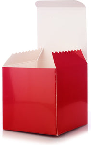 Square Red Gloss White Blue Gift Boxes- 6" x 6" X 6" (6 Pack)