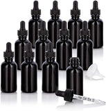 Black Glass Luxury Boston Round Bottle with Graduated Dropper (12 Pack)
