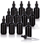 Black Glass Luxury Boston Round Bottle with Graduated Dropper (12 Pack)