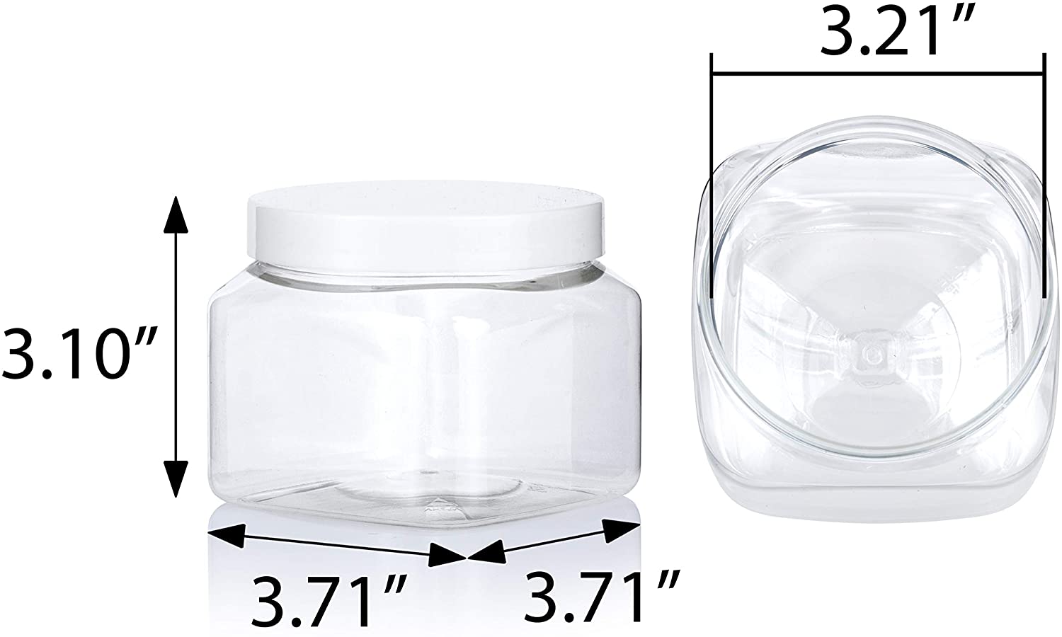 16 oz Clear PET Square Plastic Jar with Black Dome Lid