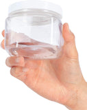 16 oz Clear Plastic PET Square Jar (BPA Free) with White Smooth Lid (12 Pack)