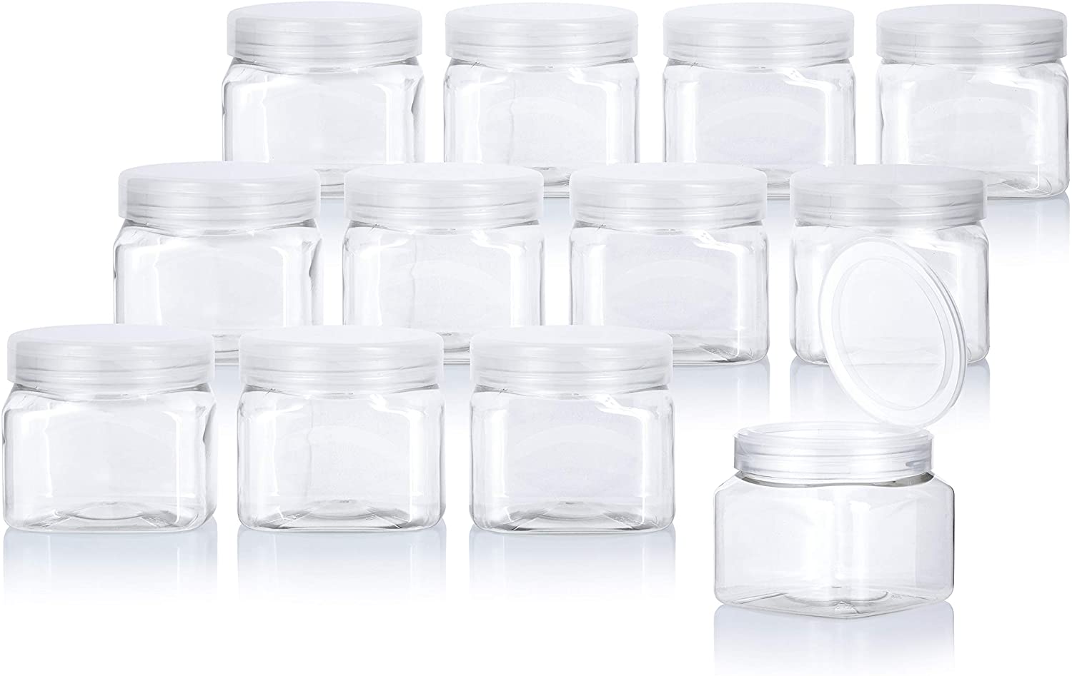 16oz Plastic Jars With Lids Airtight Container for Food Storage Container  Clear