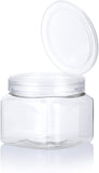 16 oz Clear Plastic PET Square Jar (BPA Free) with Clear Natural Flip Top Cap (12 Pack)