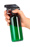 16 oz Green Plastic PET Boston Round Bottle (BPA Free) with Black Trigger Spray (12 Pack)