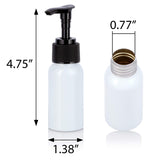 White Aluminum Metal Bottle with Black Lotion Pump - 1.7 oz (12 Pack)