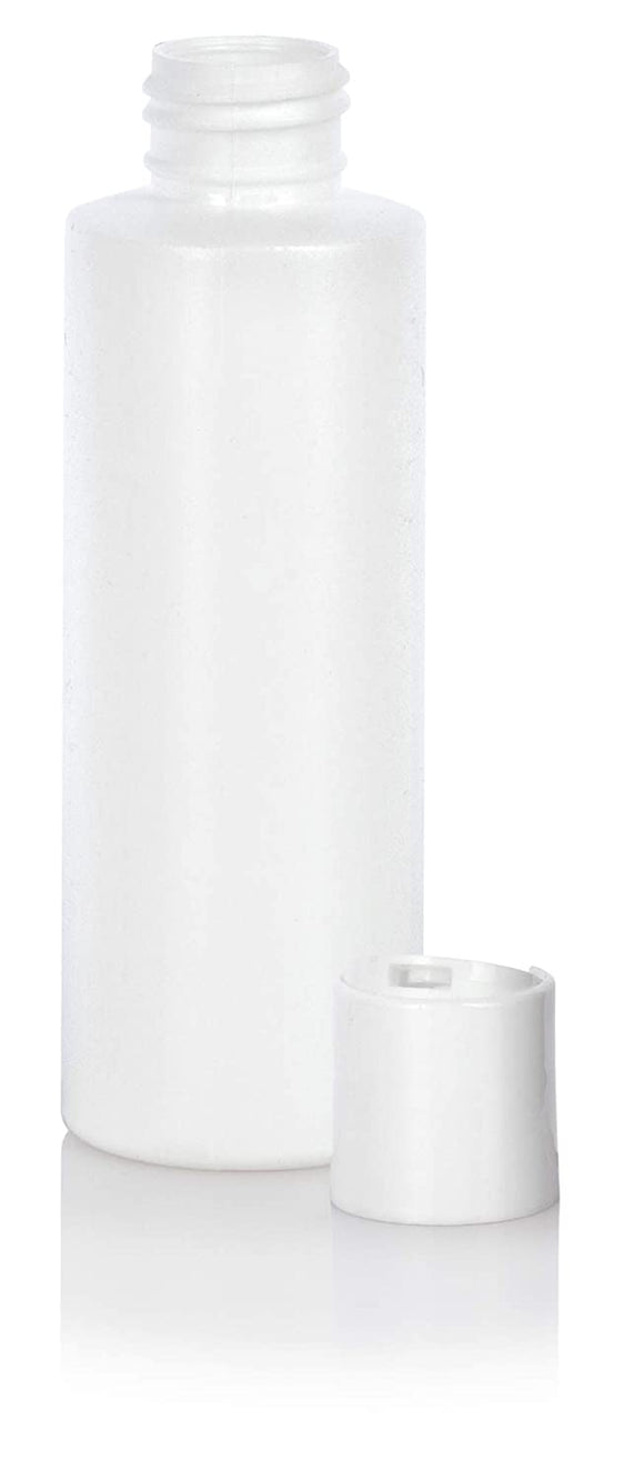 White Plastic HDPE Refillable Cylinder Squeeze Bottle with White Disc Cap (12 Pack)