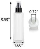 White Plastic HDPE Cylinder Squeeze Bottle with Black Treatment Pump - 4 oz (12 Pack)