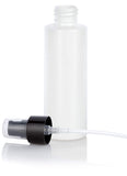 4 oz White Plastic HDPE Cylinder Squeeze Bottle with Black Treatment Pump (12 Pack)