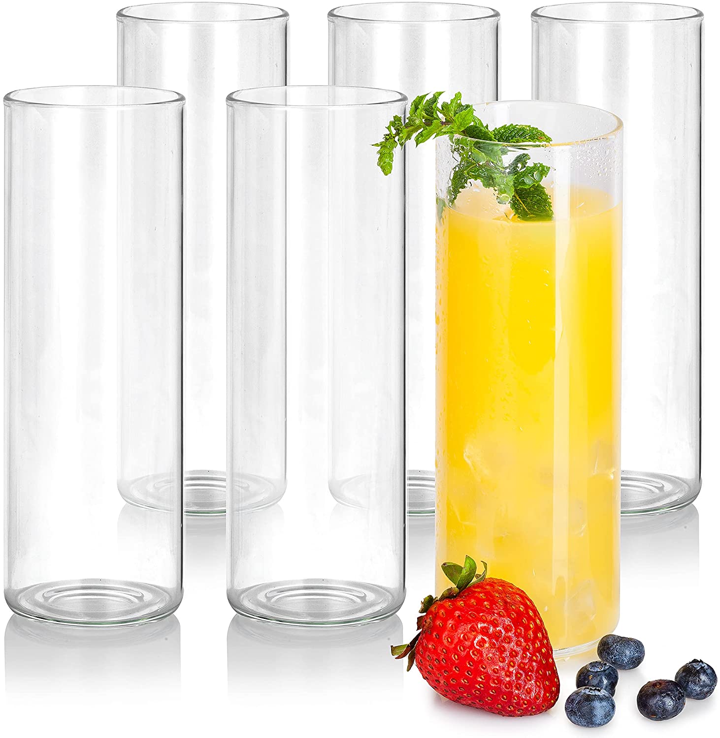 JUVITUS 4 oz oz Clear Glass Tall Jar with Bamboo Silicone Sealed Lid (6  Pack)