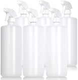 Natural Clear Extra Large Refillable Plastic Squeeze Bottle White Trigger Sprayer (6 Pack)