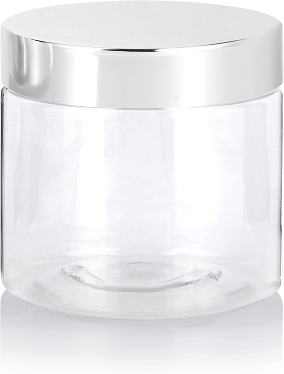 Clear Straight-Sided Glass Jars - 16 oz, Plastic Cap