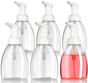 250 ml / 8.3 oz Clear PET BPA Free Plastic Refillable Travel Foamer Pump Bottle (6 Pack)