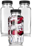 8 oz Clear Glass French Square Bottle with Black Lid - JUVITUS