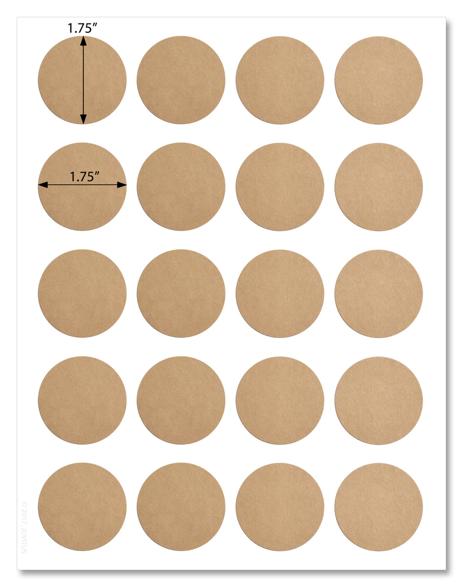 Textured Brown Kraft 1.75 Inch Diameter Circle Labels with Template and ...