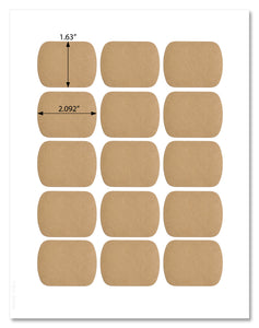 Textured Brown Kraft Round Corner Rectangle Labels, 2.092" x 1.633", with Downloadable Template and Printing Instructions, 5 Sheets, 75 Labels (BMT2)
