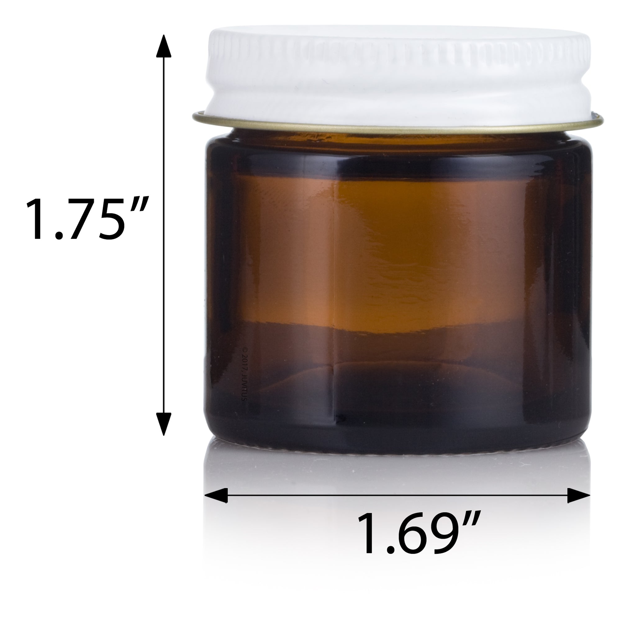 Amber Thick Glass Straight Sided Jar with Gold Metal Overshell Lid - 2 oz /  60 ml (12 pack)