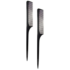 Fine Tooth Teasing Tail Comb 9", with Thin and Long Handle (2 Pack)