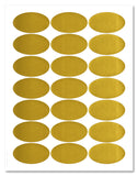Shiny Gold Foil Oval Labels, 2.5 x 1.37 Inches, For Laser Printers with Template and Printing Instructions, 5 Sheets, 105 Labels (GO25)