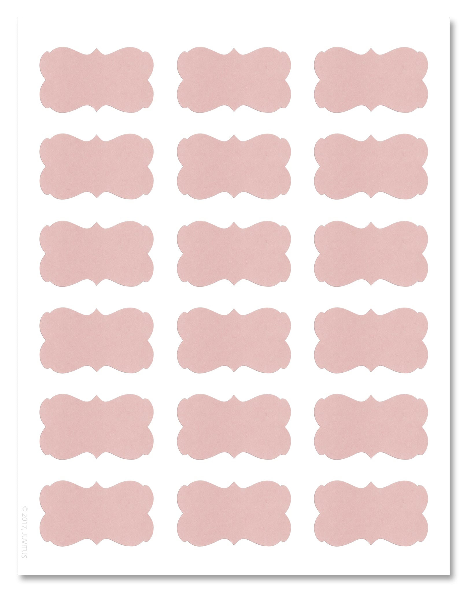 Decorative Light Pink Semi-Rectangle Labels, 2.24 x 1.29 inches, with  Downloadable Template and Printing Instructions