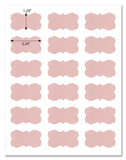 Decorative Light Pink Semi-Rectangle Labels, 2.24 x 1.29 inches, with Downloadable Template and Printing Instructions, 5 Sheet, 90 Labels (PP22)